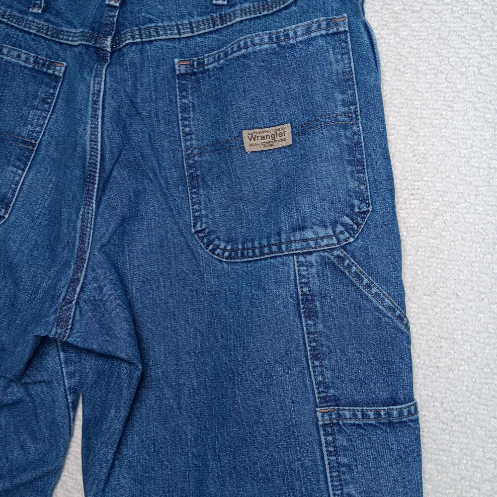 Wrangler Carpenter Jeans Men's 34x32 Blue Workwear Relaxed Fit Utility Denim